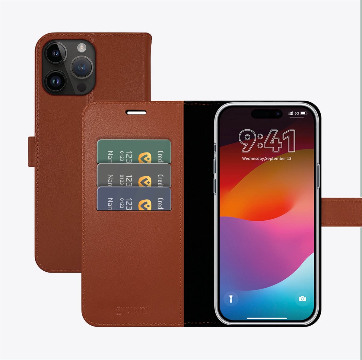 Valenta - Book Case - Bruin – Apple iPhone 15 Pro - Leer