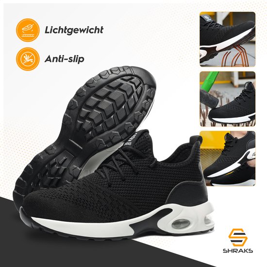 Shraks Safety Shoes - Chaussures de travail pour femmes et hommes - Steel Toe - Sneaker - Design respirant et léger - Taille 43