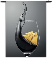 Velours Wandkleed Sailing Wine 01 Rechthoek Verticaal S (85 X 60 CM) - Wandkleden - Met roedes
