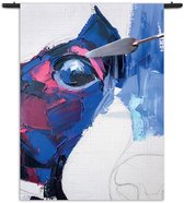 Velours Wandkleed Niet Afgeschilderde Dierenkop Kleurrijk Rechthoek Verticaal XXL (250 X 180 CM) - Wandkleden - Met roedes