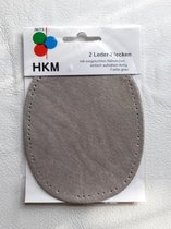 HKM - 36/73 -echt lederen knie of elleboogstukken - opnaaibaar opstikbaar met hand of machine leer - grijs 2 leren pads