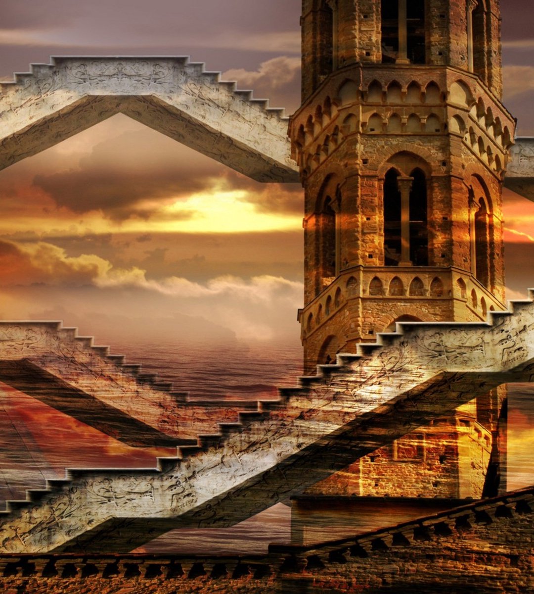 Fotobehang - Ethereal Tower 225x250cm - Vliesbehang