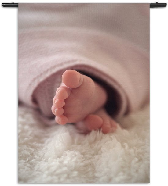 Mezo Wandkleed Kindervoet Rechthoek Verticaal - Kinderkamer - Baby cadeau - Babykamer S (85 X 60 CM) - Wandkleden - Met roedes