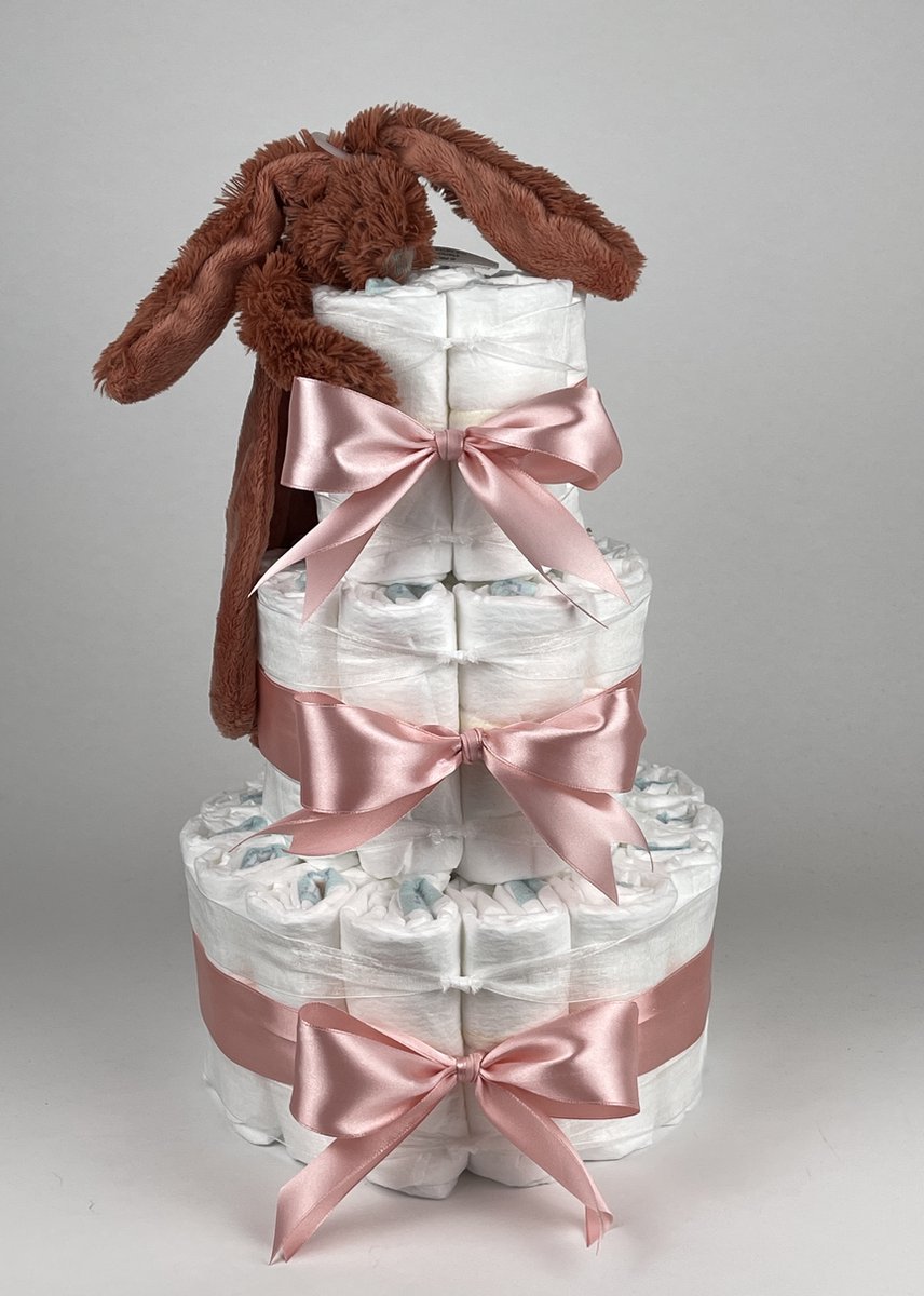 Goedkoopste Chouette-Chouette | Luiertaart Meisje | Kraamcadeau | Geboorte Meisje | Babyshower | Tuttle Konijn Richie Rusty - donker Poeder Roze