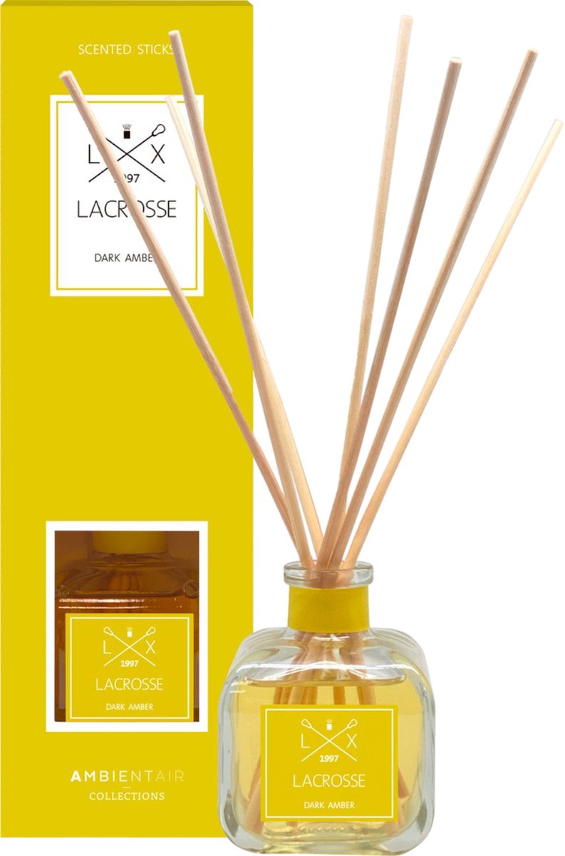 Lacrosse Geurstokjes - Amber - 100 ml Diffuser NIEUW Basis parfum vaak in Dames parfums gebruikt