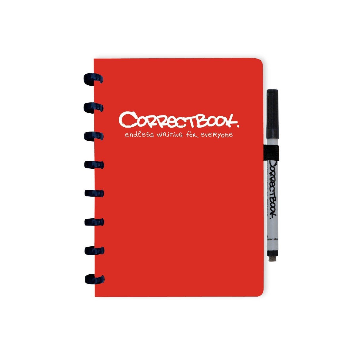 Correctbook - A5 - Gelijnd - Rood - Uitwisbaar / herbruikbaar / whiteboard notitieboek