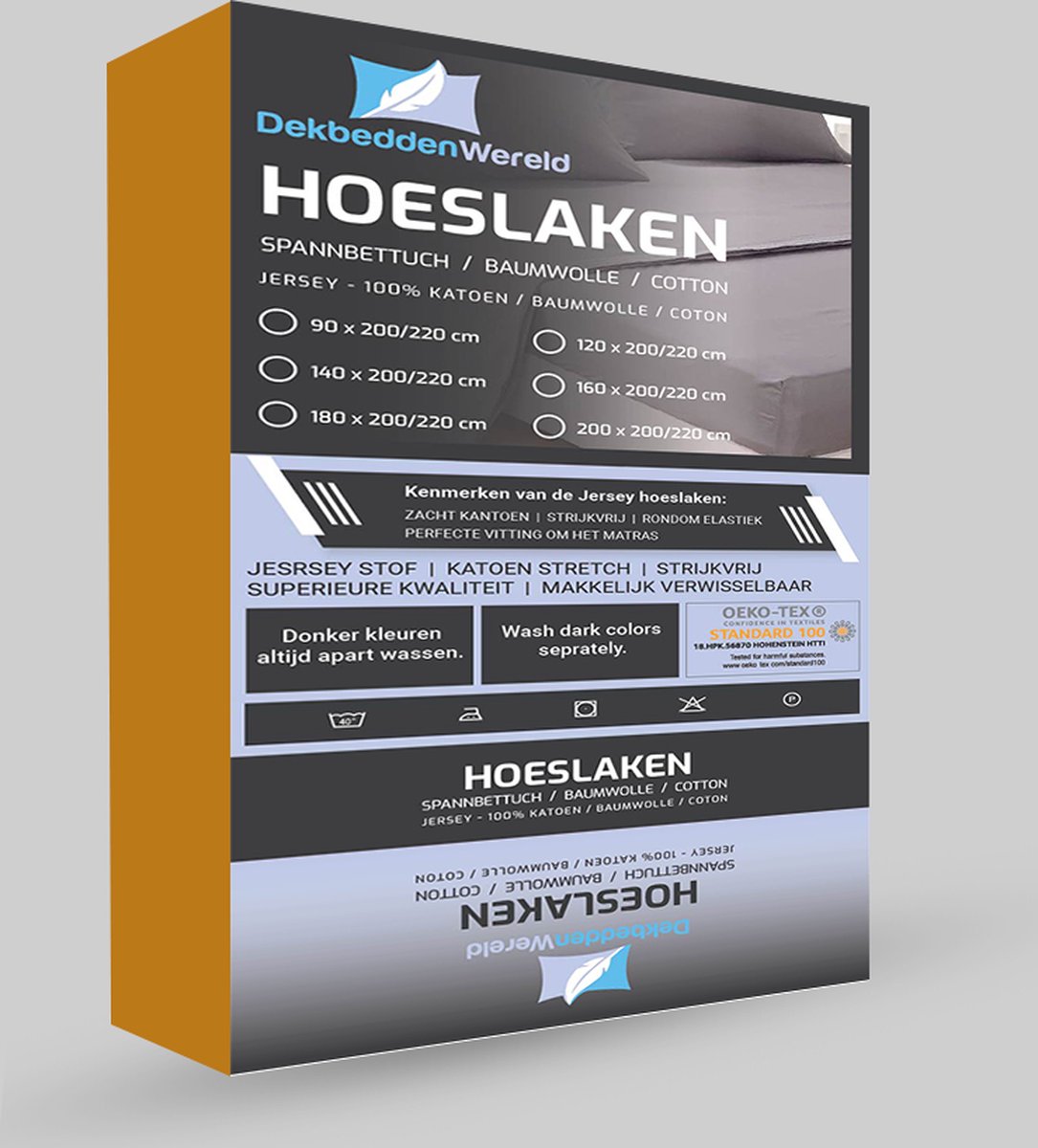 Dekbeddenwereld Jersey Stretch Hoeslaken - Extra Stretch Jersey Hoeslaken voor Matrassen – Premium Zacht, Ademend en Duurzaam met Elastiek Rondom voor een Veilige, Kreukvrije Pasvorm en Dagelijks Slaapcomfort - okergeel - 200 cm x 220 cm