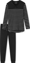 SCHIESSER selected! premium inspiration pyjamaset - dames pyjama lang streepjes boordjes zwart - Maat: 46