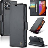 CaseMe Wallet Case met RFID Bescherming en Magneetsluiting voor iPhone 15 Pro _ Zwart