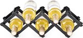 wijnrek van bamboe - Rekje voor wijnflessen - 45 x 12 x 15,2 cm - Voor 5 flessen - Opvouwbaar flessenrek - Zwart
