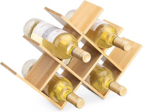 Relaxdays Weinregal für 5 Flaschen, 2er Set, Weinständer Bambus, HxBxT