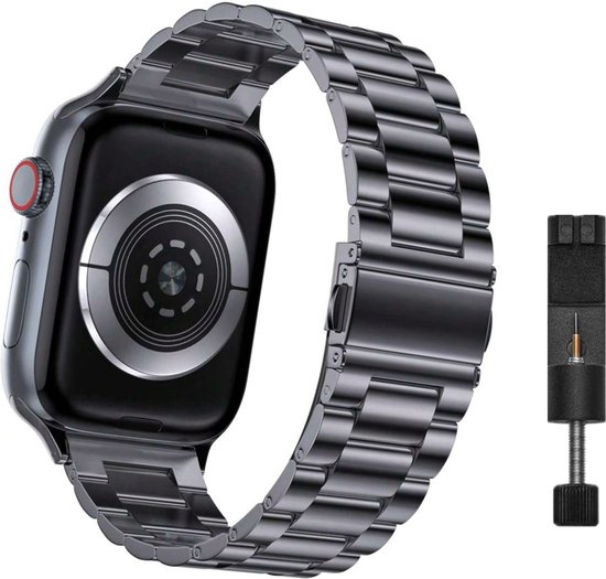 Innerlight® Metal - Zwart - 42/44/45/49mm - Metalen bandje geschikt voor  Apple Watch 