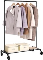 Kledingrek op wieltjes - Kledingrek metaal - Zwart - 100x49x163