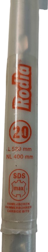 Details van de verpakking van een Rodia hamerboor met specificaties.