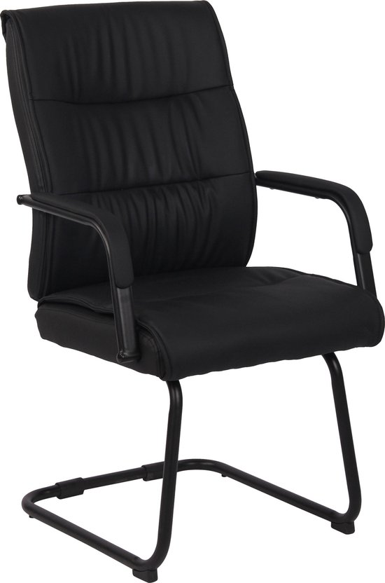 CLP Sievert Bezoekersstoel - Met armleuning - Eetkamerstoel - Kunstleer - zwart/zwart