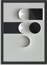 Poster Scandinavisch Wit met Zwart Element 02 Rechthoek Verticaal Met Lijst L (40 X 50 CM) - Zwarte Lijst - Wanddecoratie - Posters