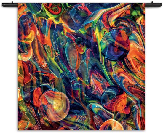 Velours Wandkleed Colorfull Art Design Rechthoek Vierkant M (90 X 90 CM) - Wandkleden - Met roedes