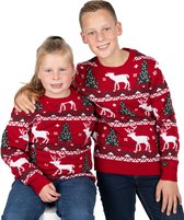 Foute Kersttrui Kinderen - Jongens & Meisjes - Christmas Sweater "Gezellig Kerst Rood" - Maat 170-176 - Kerstcadeau