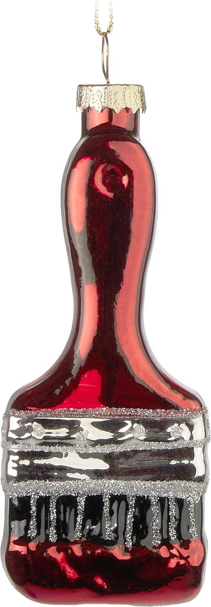 BRUBAKER Kwast Rood - Handbeschilderde Kerstbal Van Glas - 11 cm Schilderskwast - Kerstdecoratie Voor Schilders En Lakkers - Mondgeblazen Kerstboomversiering - Decoratie Hanger Figuur