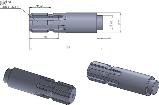 Aftakas verlengstuk 110mm | Mini-Tractor onderdelen | Iseki-Kubota