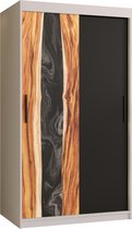 Zweefdeurkast Kledingkast met 2 schuifdeuren Garderobekast slaapkamerkast Kledingstang met planken (LxHxP): 100x200x60 cm - Natural (Wit, 100) met lades