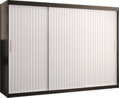 Zweefdeurkast Kledingkast met 3 schuifdeuren Garderobekast slaapkamerkast Kledingstang met planken (LxHxP): 250x200x62 cm - Rikid W1 (Zwart + Wit, 250)