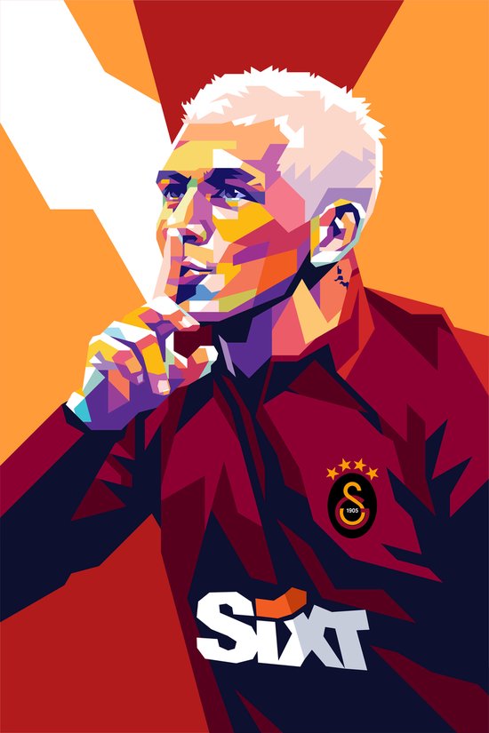 Lucas Torreira Poster | Voetbal Poster | Pop Art Poster | Galatasaray | Super Lig | 51x71cm | Wanddecoratie | Muurposter | Geschikt om in te lijsten