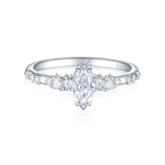 Élégant - Bague Moissanite Ring en Argent avec Pierres Latérales Minimalistes d'Inspiration Vintage - 0,5 carat