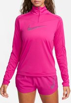 Fermeture éclair 1/4 Nike Dri-Fit Swoosh pour femme en rose.