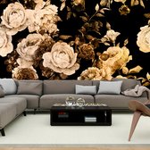 Fotobehangkoning - Behang - Vliesbehang - Fotobehang - Retro Bloemen Kunst - 400 x 280 cm