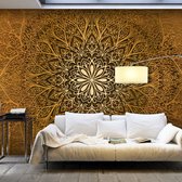 Fotobehangkoning - Behang - Vliesbehang - Fotobehang - Sacred Circle - Gouden Mandala - 200 x 140 cm