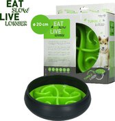 Eat Slow Live Longer Tumble Feeder – Voerbak – Anti-schrok bak voor honden – Slowfeeder met beweging – De Trager eten voor je huisdier - Groen -ø 20 cm
