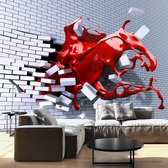 Fotobehangkoning - Behang - Vliesbehang - Fotobehang 3D Verf door de Gebroken Muur - Scarlet inspiration - 200 x 140 cm