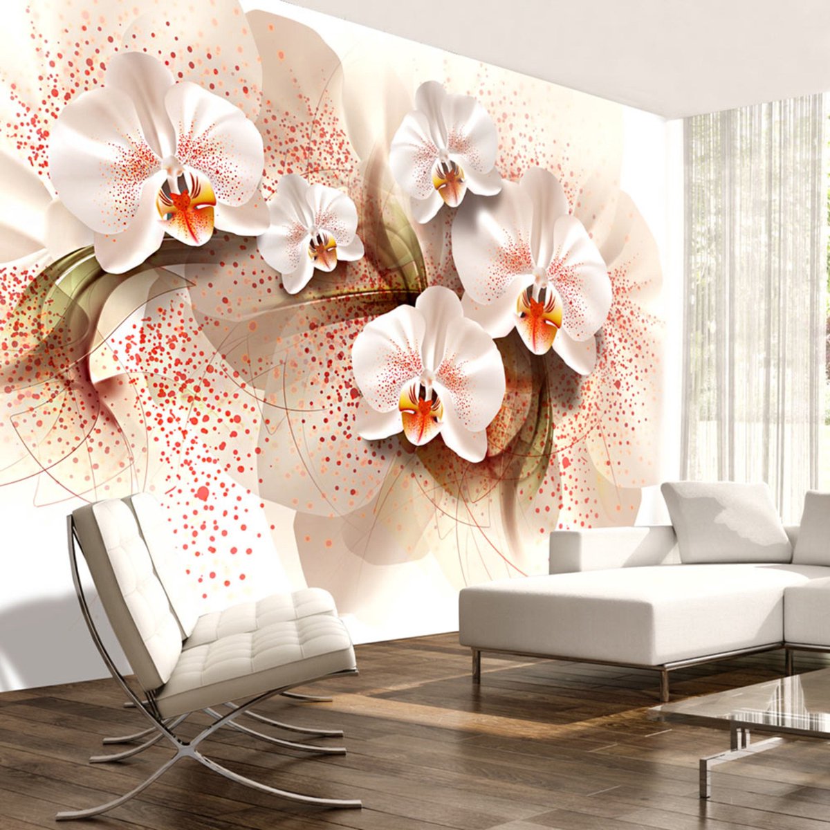 Fotobehang - Pale yellow orchids.
