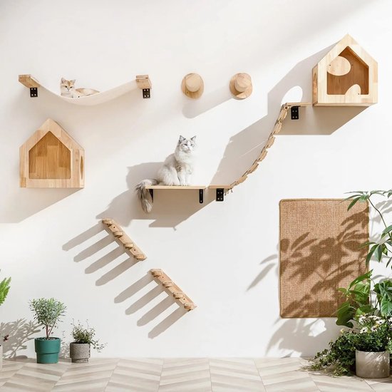 Kattenklimplank Aan De Muur Gemonteerde Kattentrap Met Jute Aan De Muur Gemontee