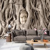 Fotobehangkoning - Behang - Vliesbehang - Fotobehang - Buddha's Tree - Boedha Boom - Boeddha - Budha - 150 x 105 cm