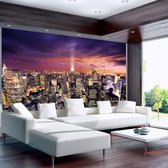 Fotobehangkoning - Behang - Vliesbehang - Fotobehang New York Avond - Steden - Stad - Evening in New York City - 250 x 175 cm