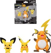 Bandai - Pokémon - Evolution Pack - Pichu-figuur 5 cm + Pikachu-figuur 8 cm + Raichu-figuur 10 cm - JW2778