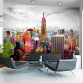Fotobehangkoning - Behang - Vliesbehang - Fotobehang New York Schilderij - Colors of New York City II - 400 x 280 cm