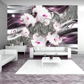 Fotobehangkoning - Behang - Vliesbehang - Fotobehang - Dance of charmed  lilies - Lelie Kunst - 350 x 245 cm