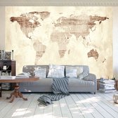 Fotobehangkoning - Behang - Vliesbehang - Fotobehang Vintage Wereldkaart - Retro kaart van de Wereld - Precious map - 150 x 105 cm