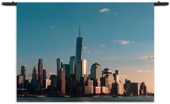 Mezo Wandkleed New York Gebouwen Skyline Rechthoek Horizontaal XL (105 X 150 CM) - Wandkleden - Met roedes