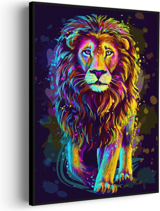 Akoestisch Schilderij Colored Lion Rechthoek Verticaal Basic S (50 X 70 CM) - Akoestisch paneel - Akoestische Panelen - Akoestische wanddecoratie - Akoestisch wandpaneel