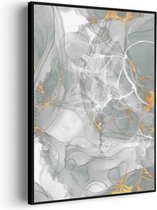 Tableau Acoustique Abstrait Look Marbre Grijs avec Or 06 Rectangle Vertical Pro XXL (107 X 150 CM) - Panneau acoustique - Panneaux acoustiques - Décoration murale acoustique - Panneau mural acoustique