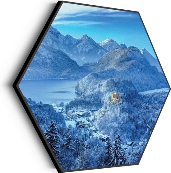 Akoestisch Schilderij De witte bergen Hexagon Basic XL (140 X 121 CM) - Akoestisch paneel - Akoestische Panelen - Akoestische wanddecoratie - Akoestisch wandpaneel