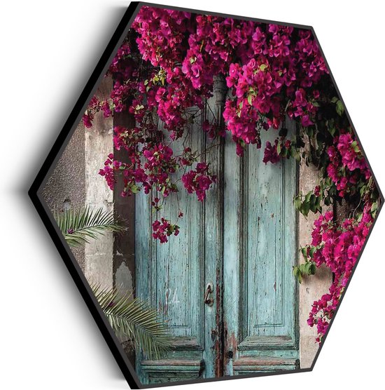 Akoestisch Schilderij Roze deuren Hexagon Basic M (60 X 52 CM) - Akoestisch paneel - Akoestische Panelen - Akoestische wanddecoratie - Akoestisch wandpaneel