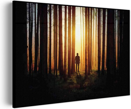 Akoestisch Schilderij De bomen door het bos Rechthoek Horizontaal Basic XL (120 x 86 CM) - Akoestisch paneel - Akoestische Panelen - Akoestische wanddecoratie - Akoestisch wandpaneel