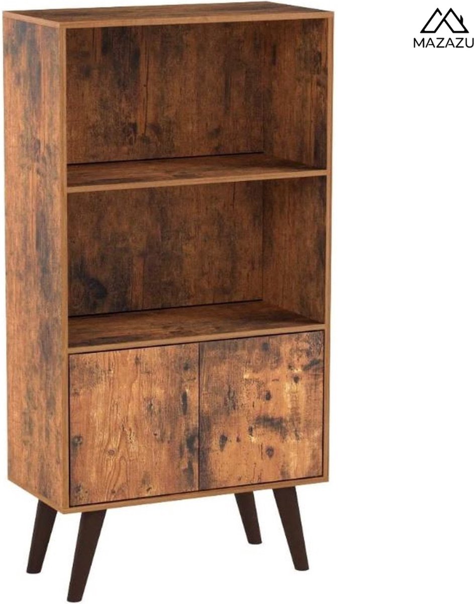 MIRA Home Boekenkast - Woonkamerkast - Spaanplaat - Bruin - 60x30x120