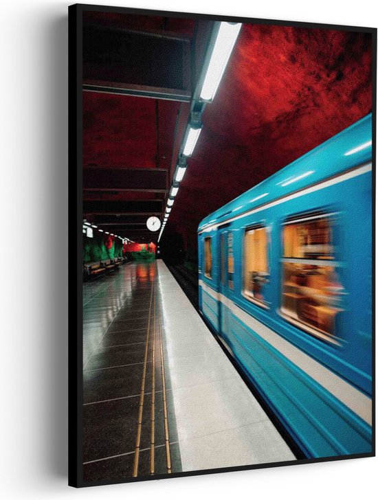 Akoestisch Schilderij Metro Stockholm Rechthoek Verticaal Basic XL (86 X 120 CM) - Akoestisch paneel - Akoestische Panelen - Akoestische wanddecoratie - Akoestisch wandpaneel