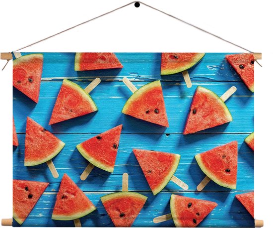 Textielposter Watermeloen Ijsjes Rechthoek Horizontaal M (30 X 40 CM) - Wandkleed - Wanddoek - Wanddecoratie